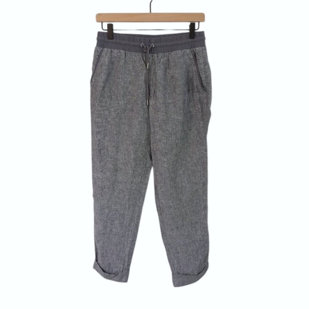 Like New Athleta Linen Casual Pull Up Drawstring Pants Gray Size 4